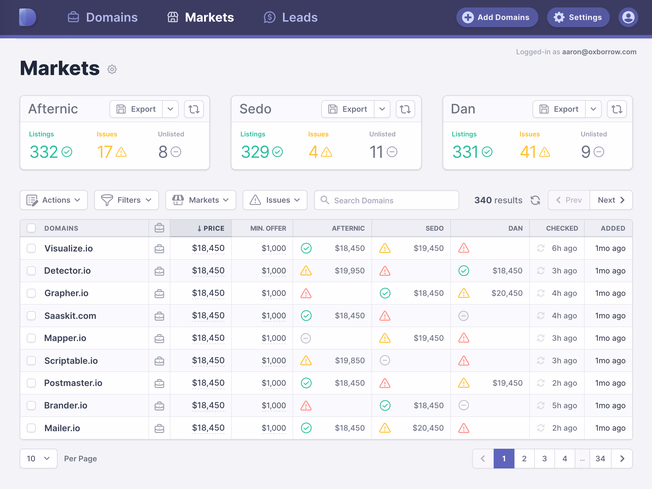 Domain.io screenshot